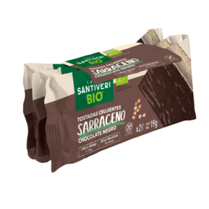 Tostadas crujientes de Trigo sarraceno bañadas con chocolate negro Bio 3 paquetes de 2 ud.